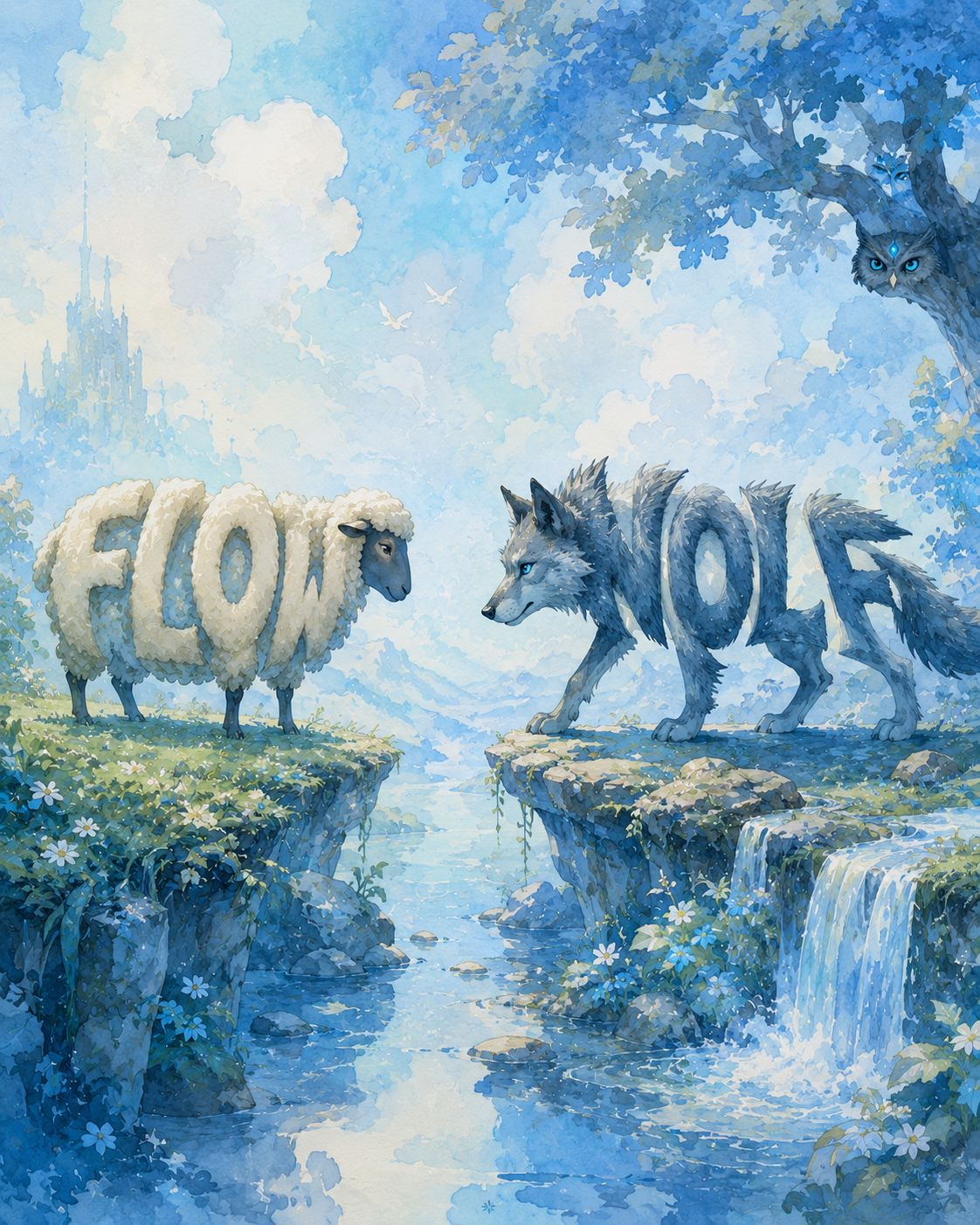 FLOW and WOLF path diagram